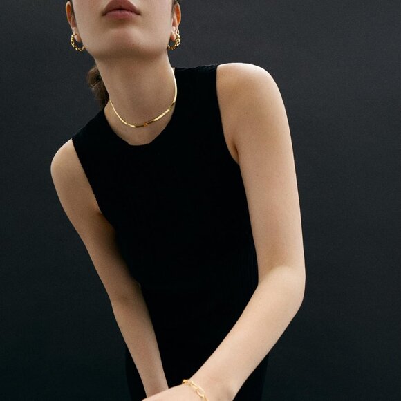 ⚡ Snake Chain Herringbone Necklace For Women Gold Filled 14K Gold Silver Plated - Picture 4 of 7